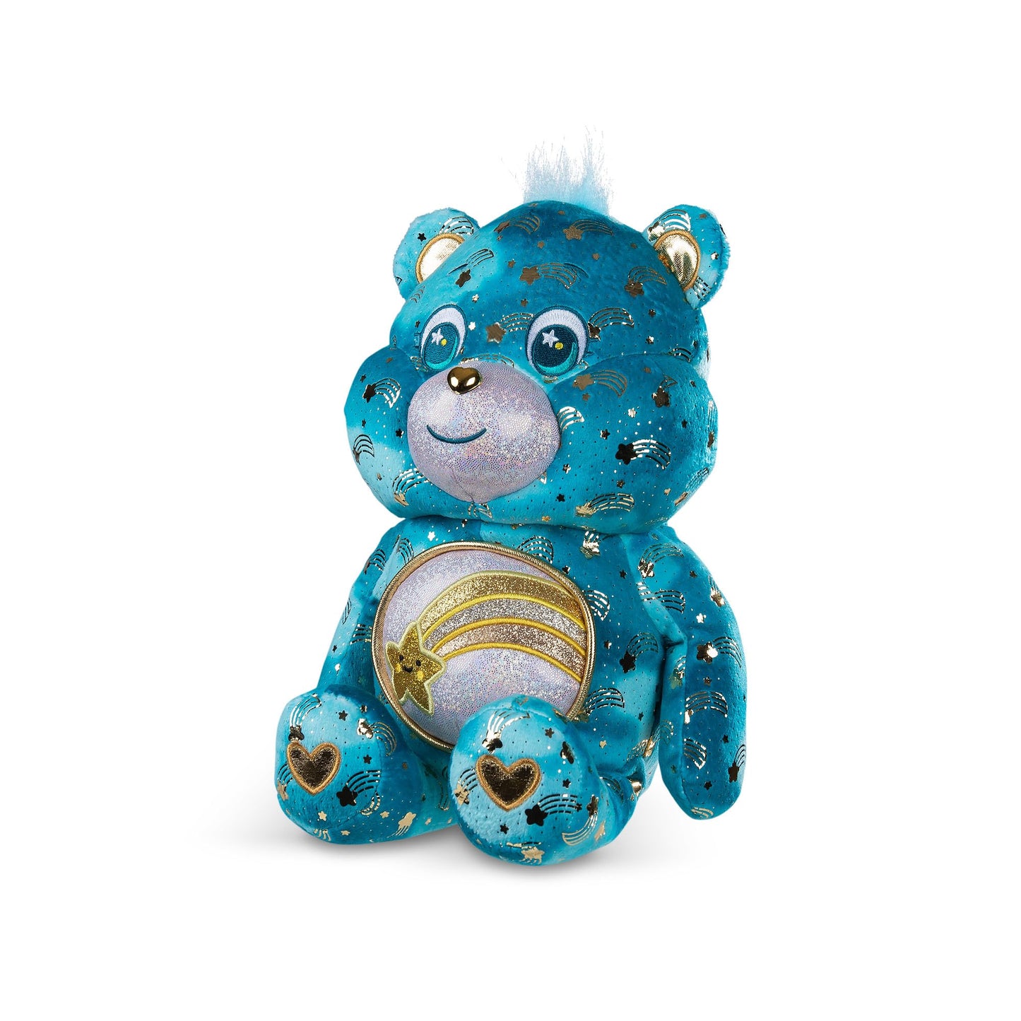 Basic Fun Care Bears 35 cm Luminous Belly Plush - Environmentally Friendly Plush Toy with Illuminated Belly Badge - Comfortable Collectable Plush for Children and Fans