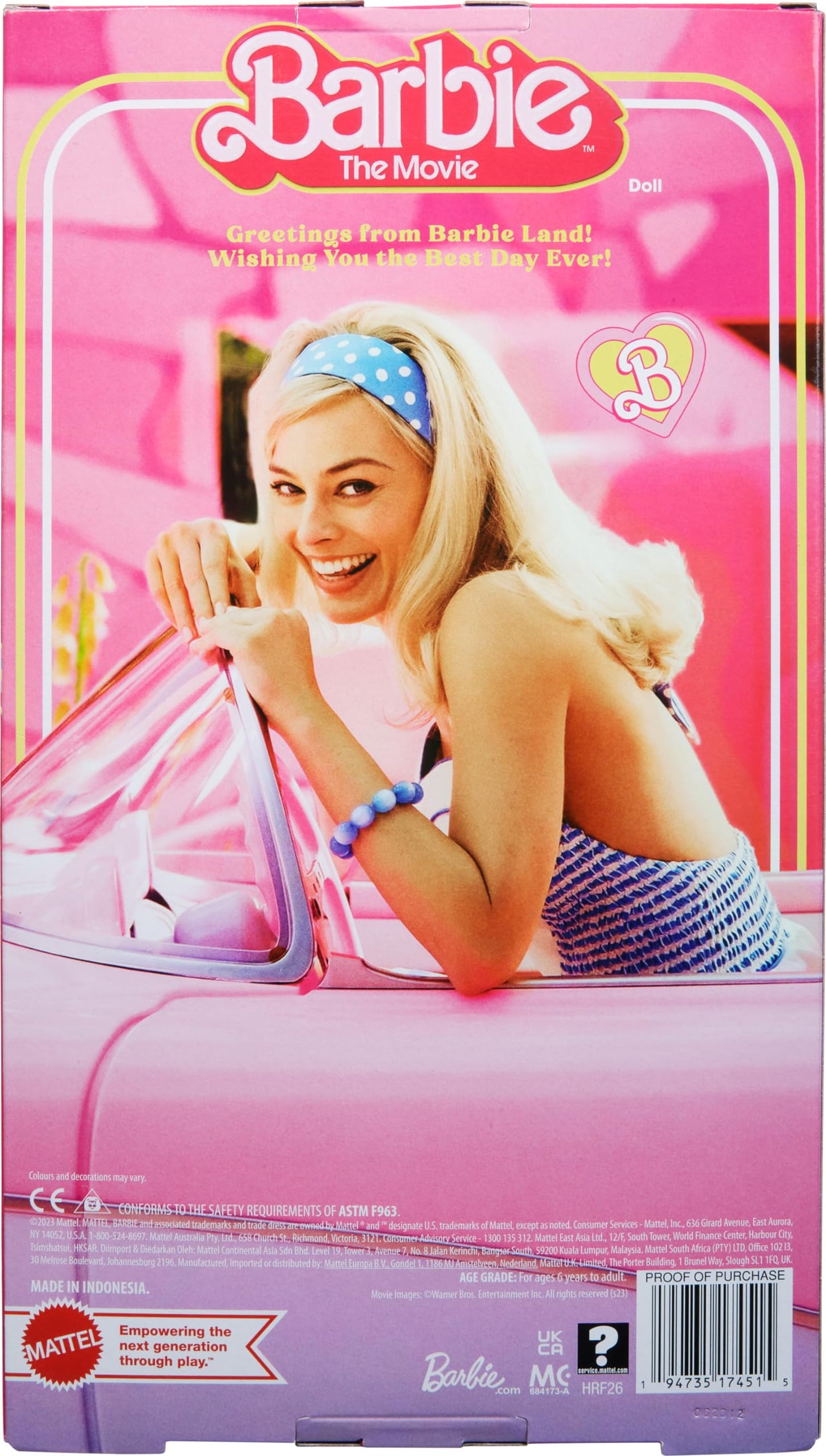 Barbie The Movie Doll, Margot Robbie as Barbie, Collectible Doll Wearing Blue Plaid Matching Set with Matching Hat and Jacket