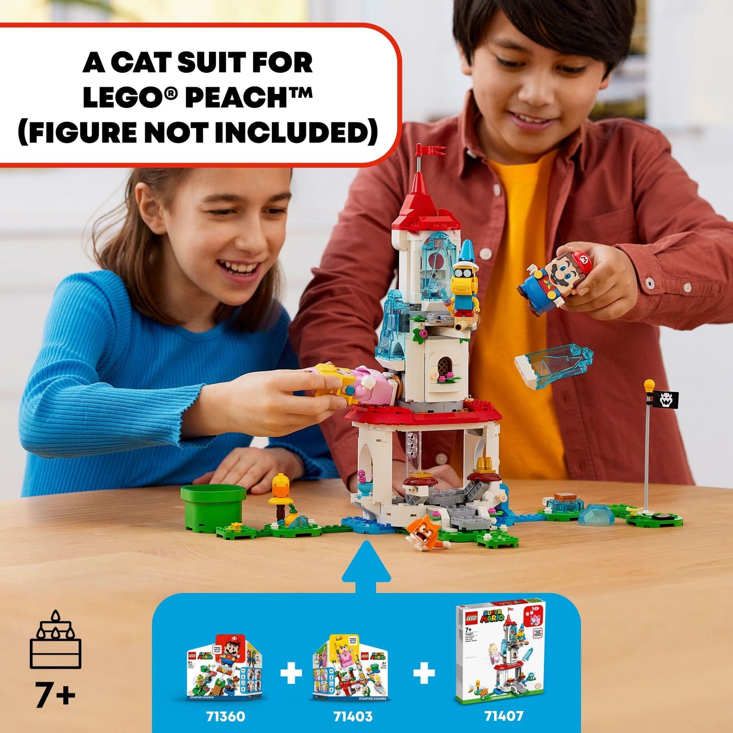 LEGO Super Mario Cat Peach Suit and Frozen Tower Expansion Set 71407 Building Toy Set; Collectible Toy for Kids Aged 7 and up
