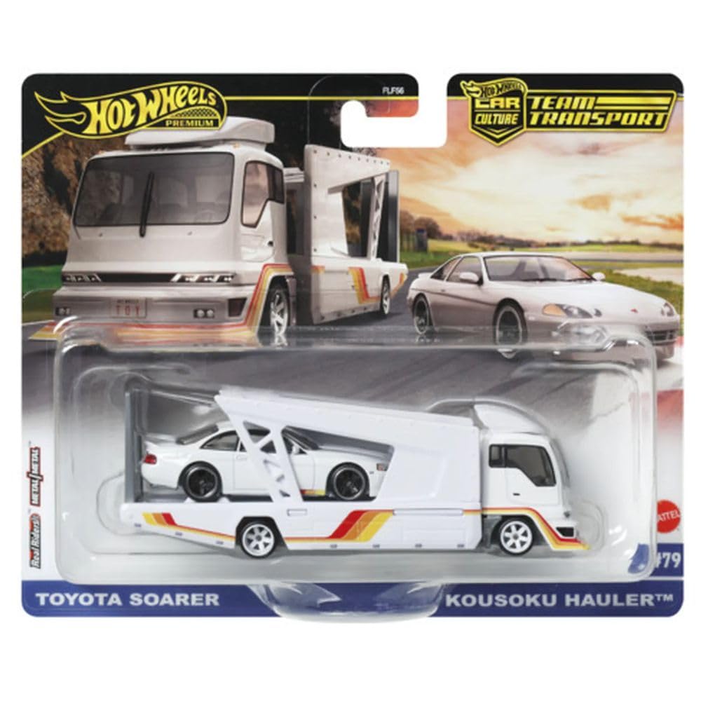 Hot Wheels Team Transport Toyota Soarer & Kousoku Hauler (#79), 1:64 Scale Collectible Diecast Vehicle Set