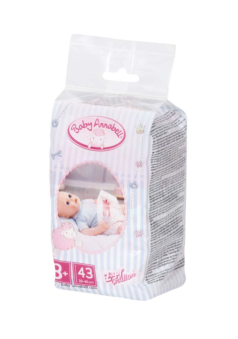 Baby Annabell Nappies for 43cm Dolls - Easy for Small Hands, Creative Play Promotes Empathy and Social Skills, for Toddlers 3 Years and Up - 5 Pack