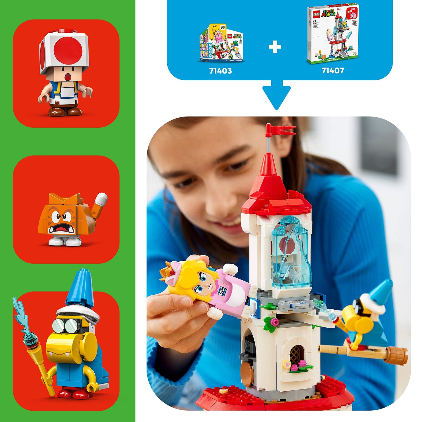 LEGO Super Mario Cat Peach Suit and Frozen Tower Expansion Set 71407 Building Toy Set; Collectible Toy for Kids Aged 7 and up