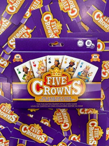PlayMonster Five Crowns — The Game Isn't Over Until The Kings Go Wild! — 5 Suited Rummy-Style Card Game — for Ages 8+, Bilingual Version