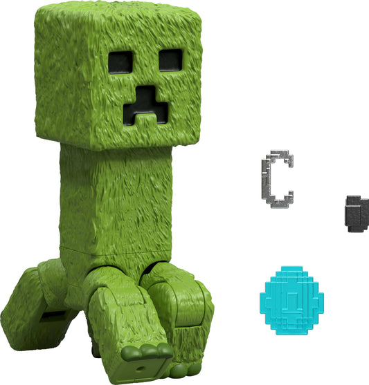 Mattel Minecraft Action Figure & Accessories Set, 4-inch Creeper Posable Character Collectible Inspired by A Minecraft Movie