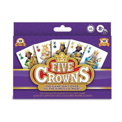 PlayMonster Five Crowns — The Game Isn't Over Until The Kings Go Wild! — 5 Suited Rummy-Style Card Game — for Ages 8+, Bilingual Version