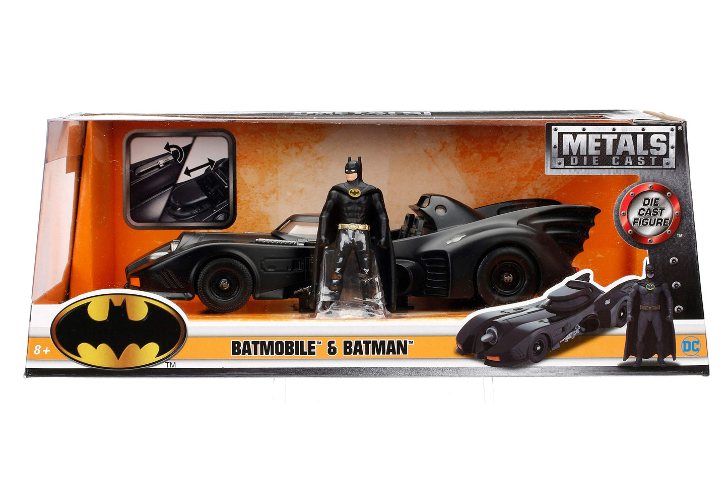 Jada Toys Hollywood Rides 1:24 1989 Batman Movie Batmobile Diecast Model with Batman Figure