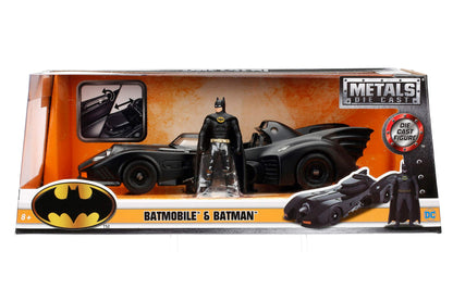 Jada Toys Hollywood Rides 1:24 1989 Batman Movie Batmobile Diecast Model with Batman Figure