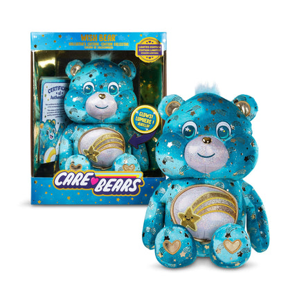 Basic Fun Care Bears 35 cm Luminous Belly Plush - Environmentally Friendly Plush Toy with Illuminated Belly Badge - Comfortable Collectable Plush for Children and Fans