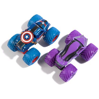 Monster Jam, Marvel Official Captain America Vs. Black Panther Die-Cast Monster Trucks, 1:64 Scale, Kids Toys for Boys and Girls Ages 3 and up