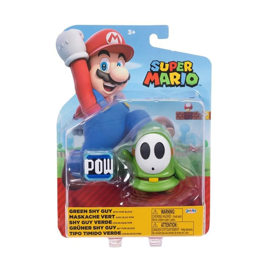 Nintendo - Super Mario Bros - 10cm Action Figure - Green Shy Guy Figures with Plow