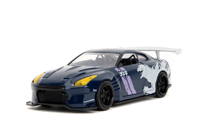 Jada Hollywood Rides 1:32 Scale Die-Cast 2009 Nissan GT-R (R35) Ben Sopra Godzilla – Opening Doors, Rubber Tires – Collectible for Adults – Toho Licensed