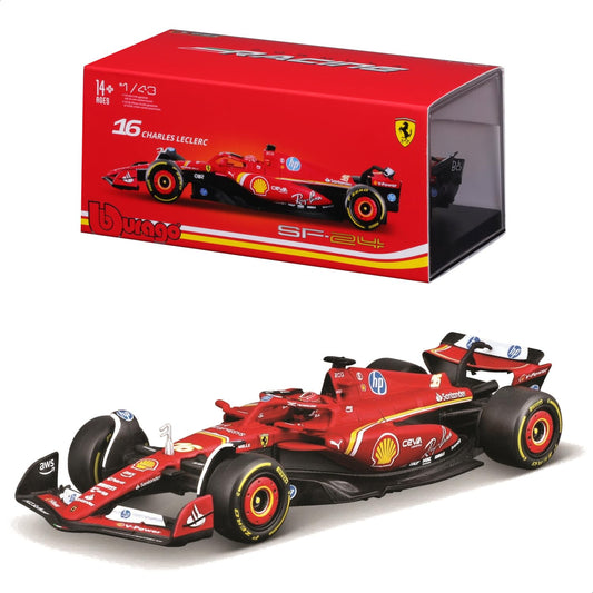 Bburago 1:43 Ferrari SF-24 Formula 1 Diecast Model with Driver Helmet - Charles Leclerc #16 (2024)