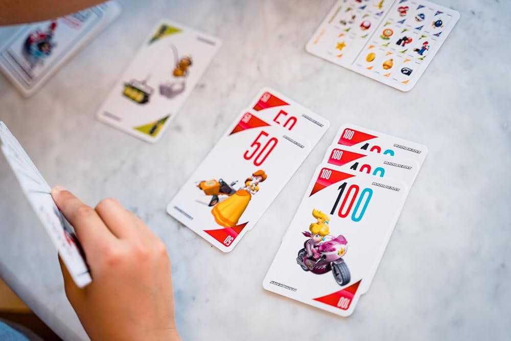 Mille Bornes Mario Kart Card Game – Race to 1000 km with Mario, Luigi & Peach – Family Board Game for Kids 7+
