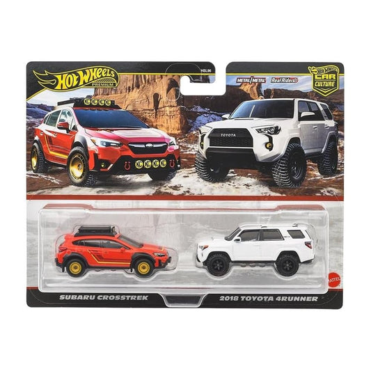 Hot Wheels JBK98 Premium 2 Pack Subaru Crosstrek / 2018 Toyota 4Runner Vehicle Toy Mini Car 3 Years Old and Up Multi