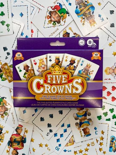 PlayMonster Five Crowns — The Game Isn't Over Until The Kings Go Wild! — 5 Suited Rummy-Style Card Game — for Ages 8+, Bilingual Version