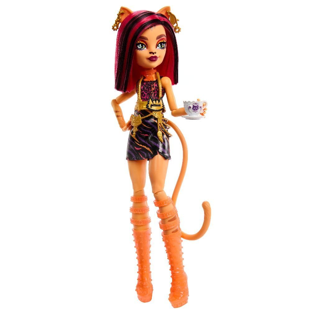 Monster High Skulltimate Secrets Neon Frights Doll & Accessories, Toralei Stripe with Dress-Up Locker & 19+ Surprises