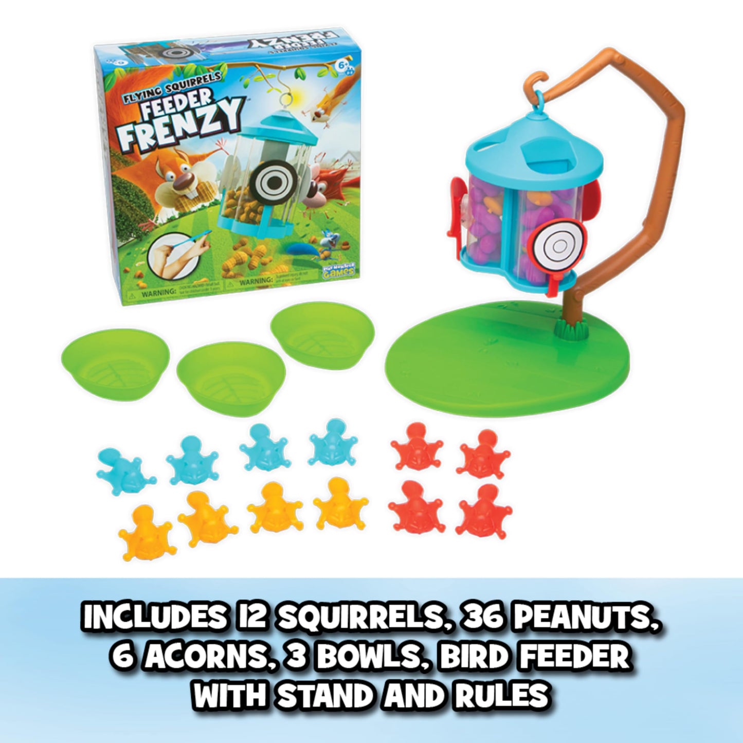 Flying Squirrels Feeder Frenzy Board Game – Kids Games, Family Games for Kids and Adults, Board Games for Family Night, Multi-Player Board Games, Aim & Release Nuts to Win, Ages 6+