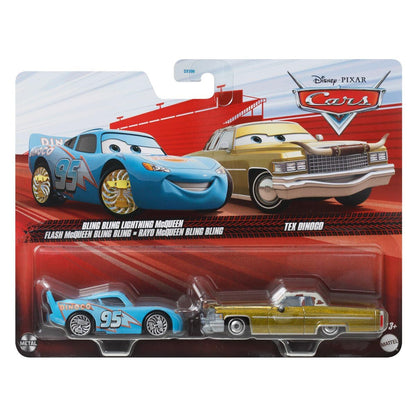 Cars Disney Pixar Pack of 2 Metal Cars 1:55 - Die-Cast Bling Bling Lightning McQueen & Tex Dinoco
