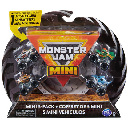 Monster Jam Official Mini 5-Pack Monster Trucks (1:87 Scale) with Mystery Collectible Truck