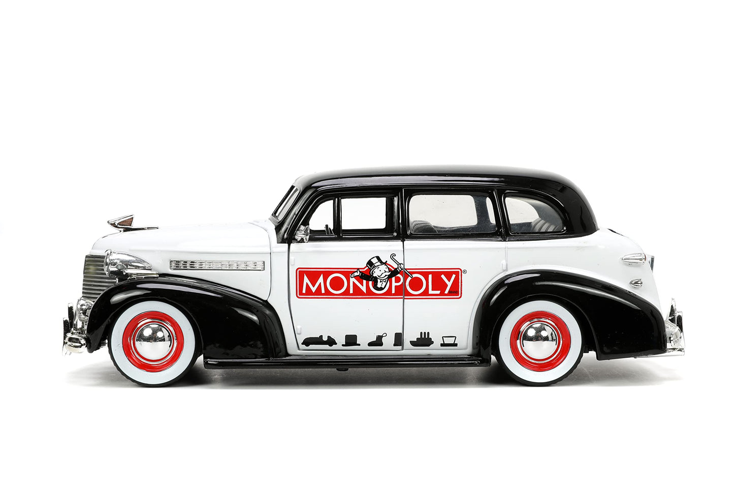 Jada Toys Mr. Monopoly 1:24 1939 Chevrolet Master Deluxe Die-cast Car w/ 2.75" Rich Uncle Pennybags Figure, Toys for Kids and Adults (33230)