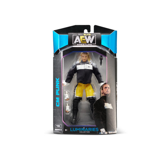 AEW Unmatched Luminaries CM Punk - 6 inch Figure with Entrance Jacket, ROH Microphone, and Fist Hands