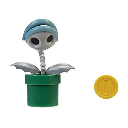 Super Mario Collectible Bone Piranha 4" Poseable Articulated Action Figure with Coin Accessory, Perfect for Kids & Collectors Alike! for Ages 3+, Green