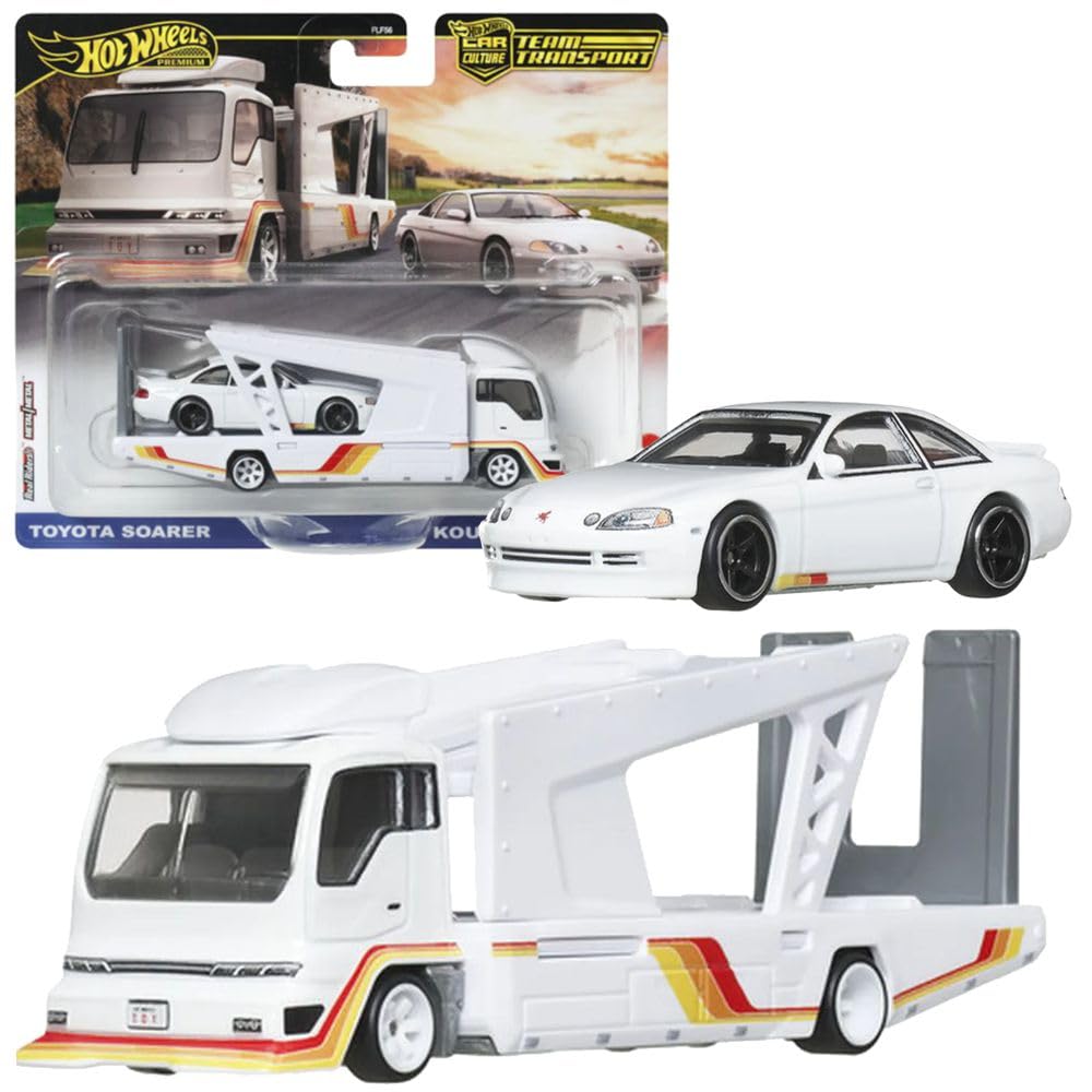 Hot Wheels Team Transport Toyota Soarer & Kousoku Hauler (#79), 1:64 Scale Collectible Diecast Vehicle Set