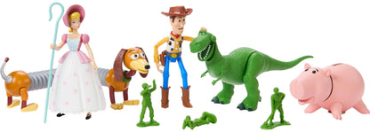 Mattel Disney Pixar Storytellers Pack Figures, Toy Story 4-Inch Scale Multi-Pack, Woody Rex Slinky Dog Hamm Bo-Peep & 4 Army Men