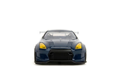 Jada Hollywood Rides 1:32 Scale Die-Cast 2009 Nissan GT-R (R35) Ben Sopra Godzilla – Opening Doors, Rubber Tires – Collectible for Adults – Toho Licensed