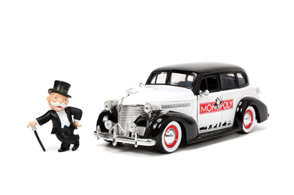 Jada Toys Mr. Monopoly 1:24 1939 Chevrolet Master Deluxe Die-cast Car w/ 2.75" Rich Uncle Pennybags Figure, Toys for Kids and Adults (33230)