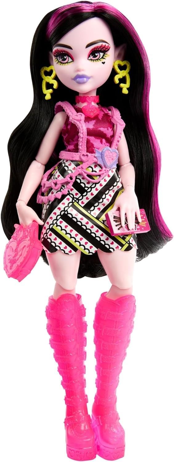 Monster High Skulltimate Secrets Neon Frights Doll & Accessories, Draculaura with Dress-Up Locker & 19+ Surprises