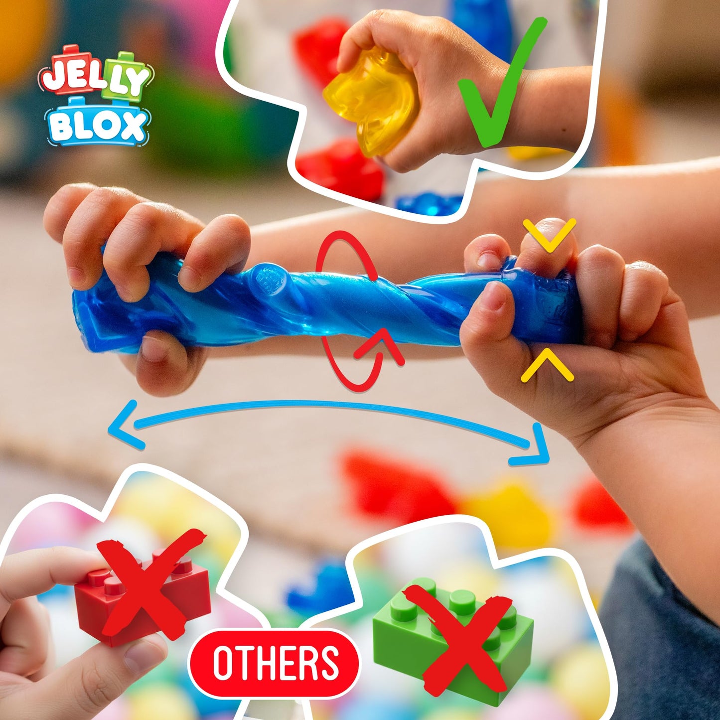 Jelly Blox Newbie Kit | Includes 11 Pieces | Toddler & Preschool Building Blocks Kids Can Squeeze, Stretch, Squish | MESH ACCREDITED | Safety Tested & Ouch-Free | Tactile, Sensory Play for Ages 2+
