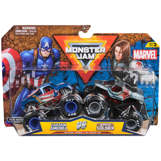 Monster Jam, Official Metal Marvel Captain America Vs. Winter Soldier Monster Trucks Scale 1:64