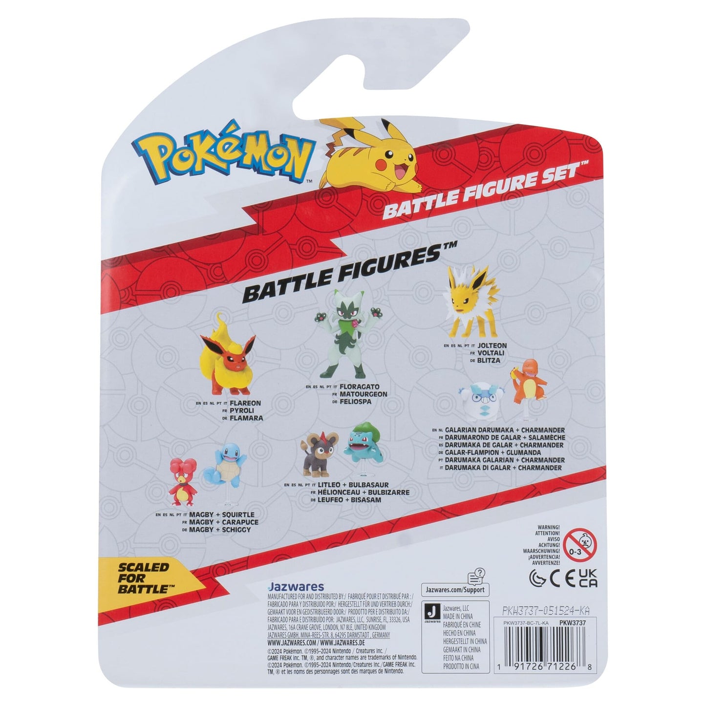 Pokémon PKW3737 Battle Figure Set - Eeve, Gladiantri, Smettbo, Official Figure Set