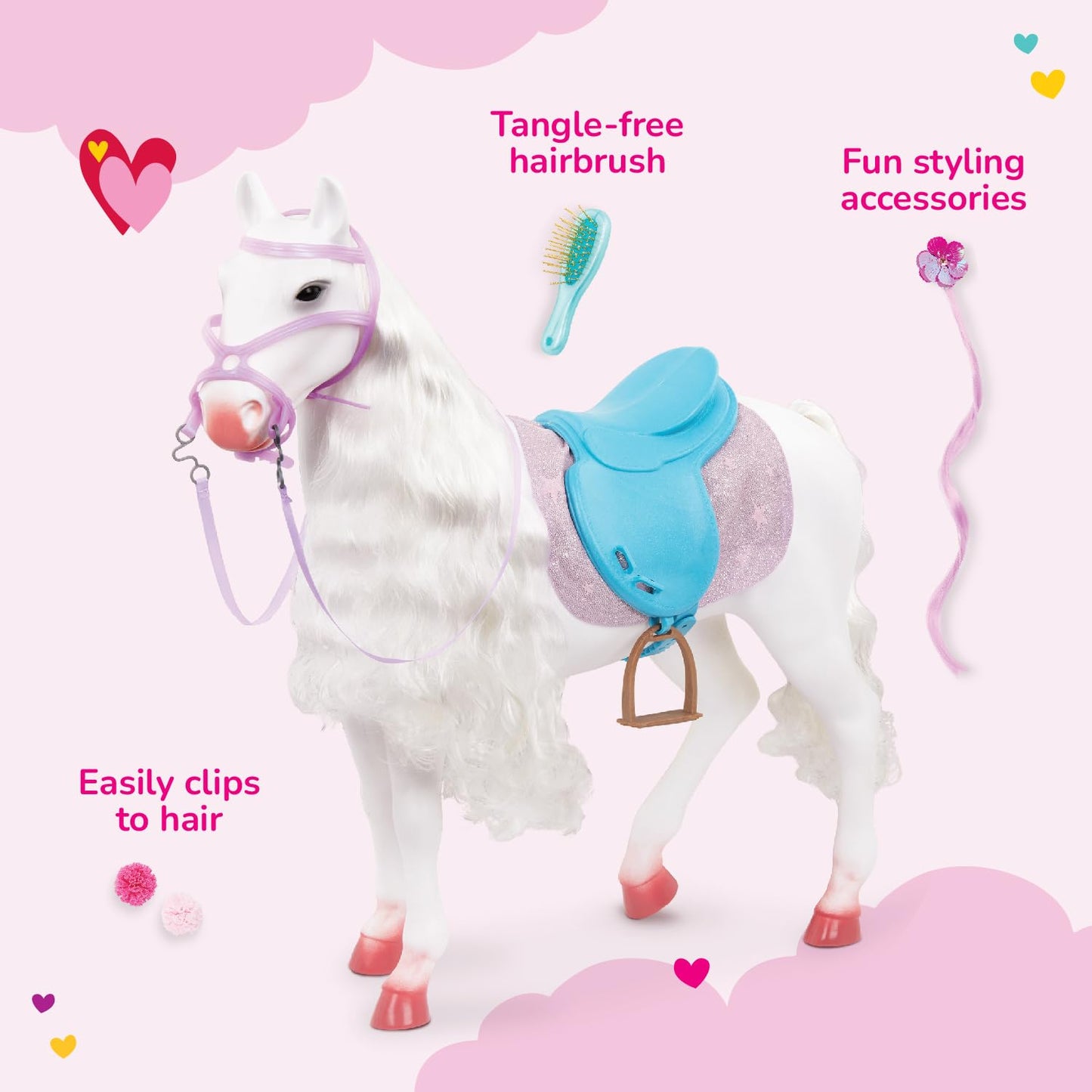Our Generation – Poseable Toy Horses & Styling Sets – 18-inch Doll Accessories with Grooming & Hair Play Features – Pretend Play for Kids Ages 3+
