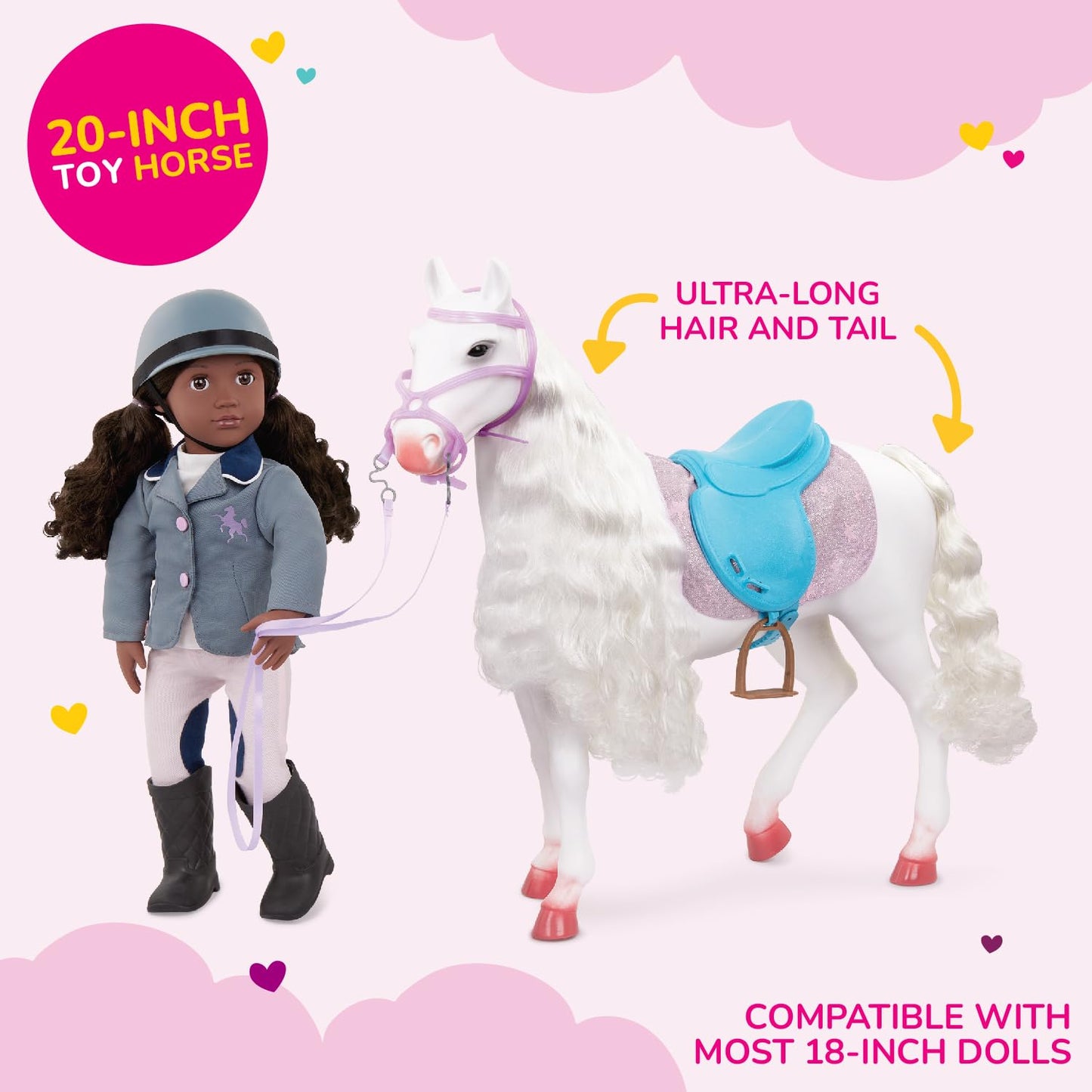 Our Generation – Poseable Toy Horses & Styling Sets – 18-inch Doll Accessories with Grooming & Hair Play Features – Pretend Play for Kids Ages 3+