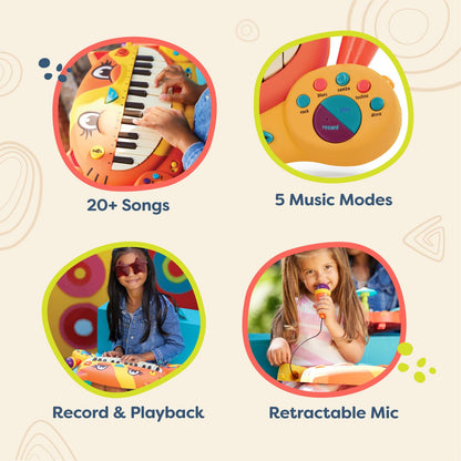 B. toys – Musical Toy Pianos – Interactive & Wooden Piano Collection with Microphone, Songs & Recording Feature – Educational Musical Instruments for Toddlers, Kids