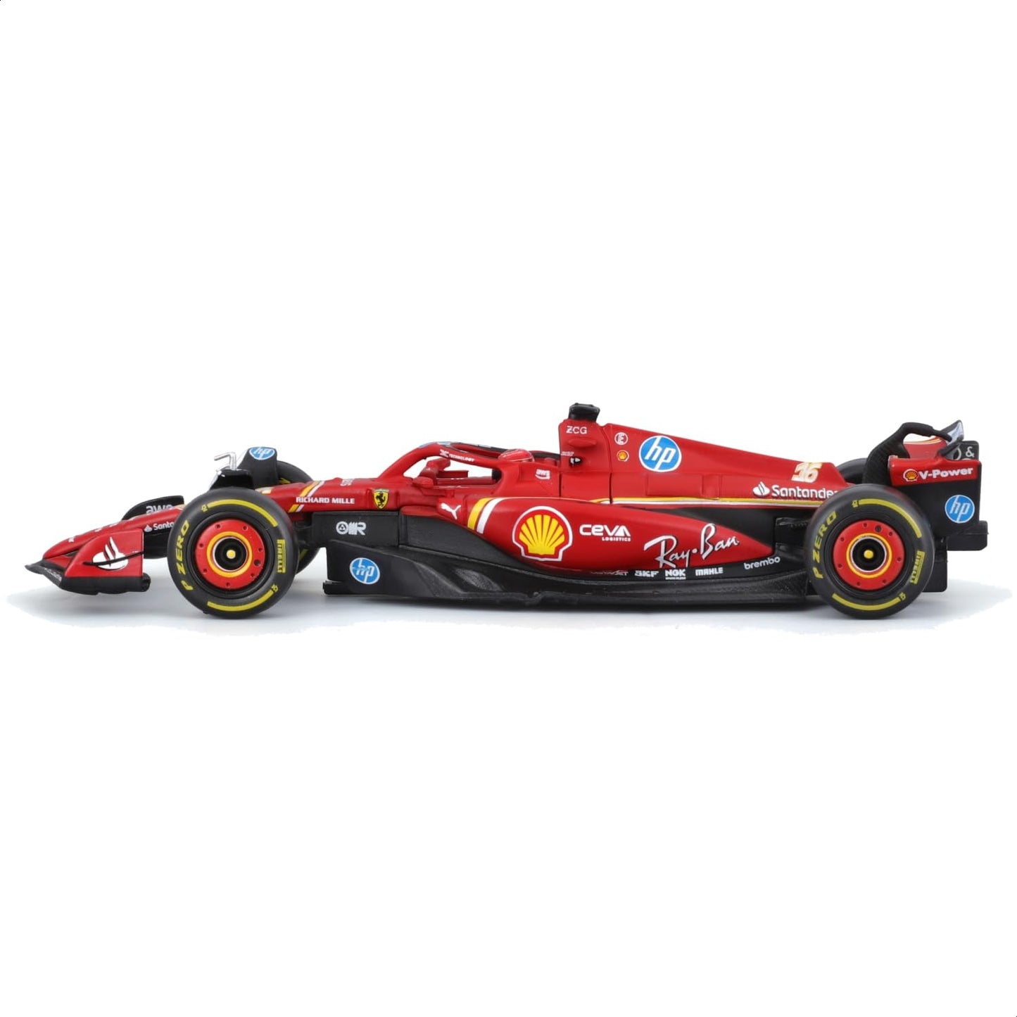 Bburago 1:43 Ferrari SF-24 Formula 1 Diecast Model with Driver Helmet - Charles Leclerc #16 (2024)