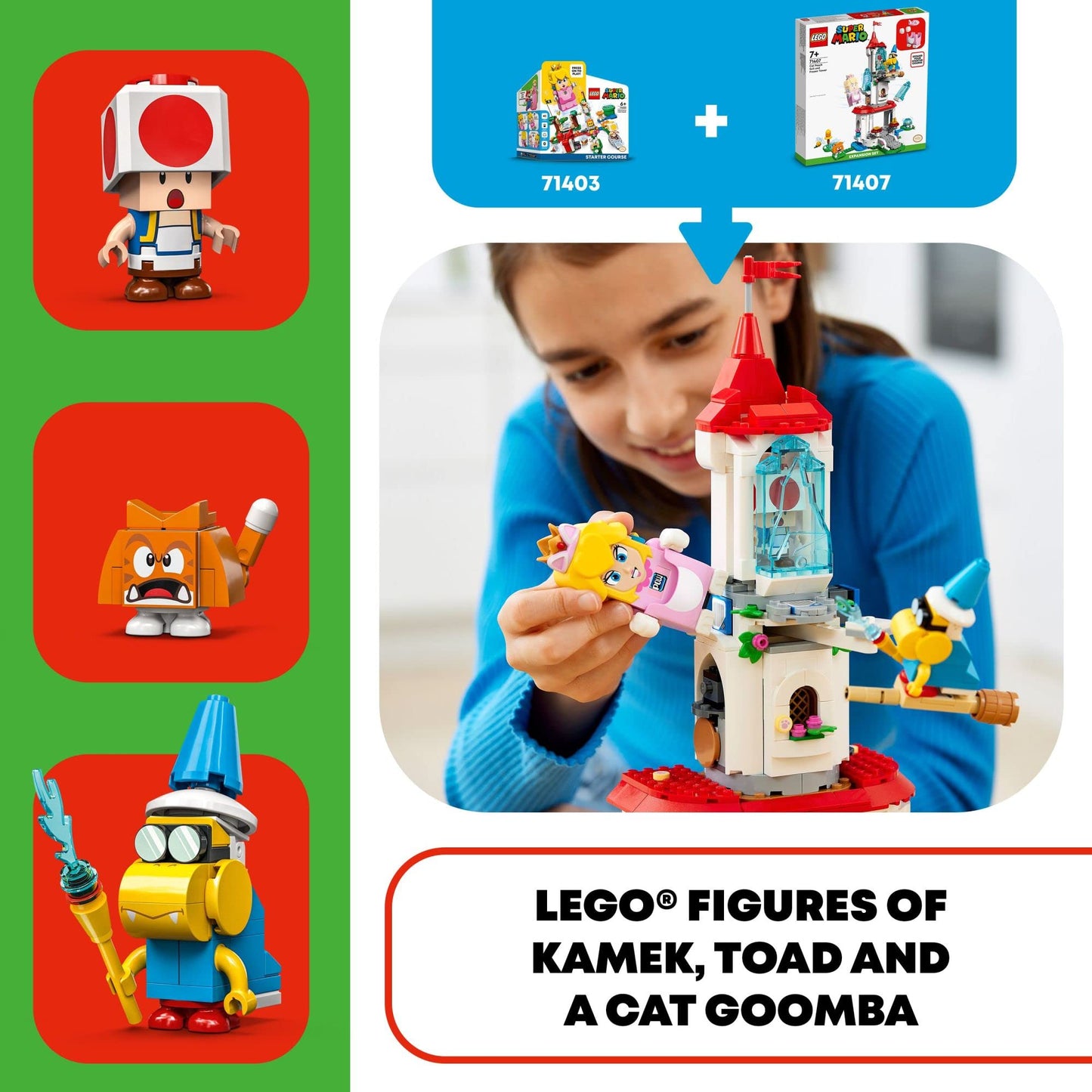 Lego Super Mario Cat Peach Suit and Frozen Tower Expansion Set 71407 Building Toy Set; Collectible Toy for Kids Aged 7 and up