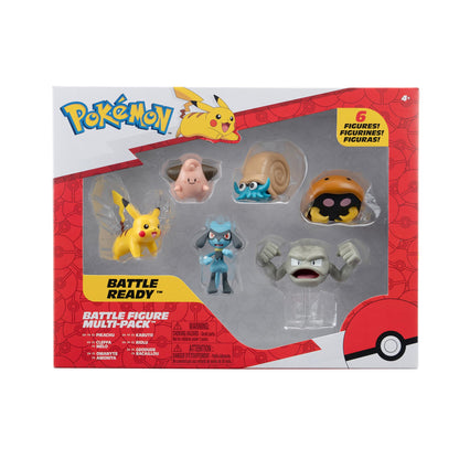 Pokémon Battle Figure 6 Pack - Features 2-Inch Battle Figures of Pikachu, Cleffa, Riolu, Geodude, Omanyte & Kabuto
