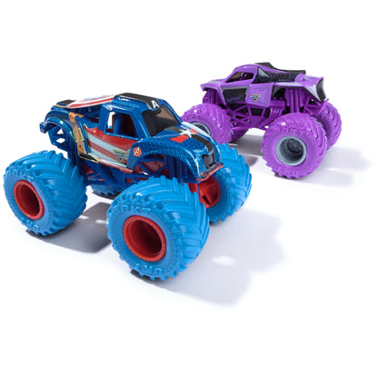 Monster Jam, Marvel Official Captain America Vs. Black Panther Die-Cast Monster Trucks, 1:64 Scale, Kids Toys for Boys and Girls Ages 3 and up