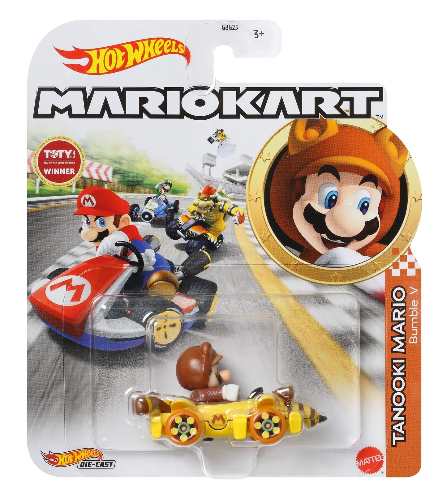 Hot Wheels Mario Kart Veículo de Brinquedo Tanooki Mario Bumble V