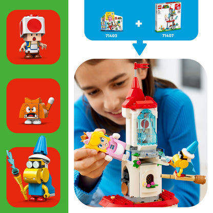LEGO Super Mario Cat Peach Suit and Frozen Tower Expansion Set 71407 Building Toy Set; Collectible Toy for Kids Aged 7 and up